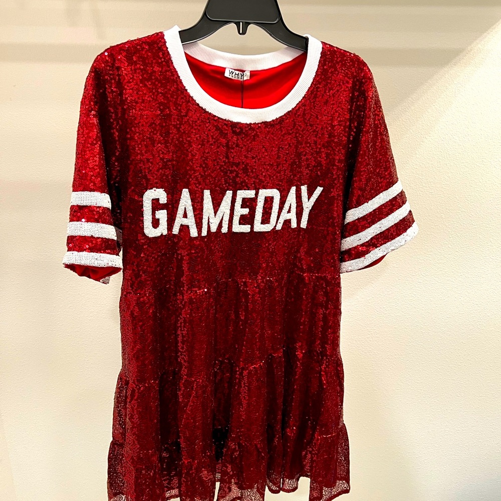 *NEW* never worn, red and white sequins game day dress!